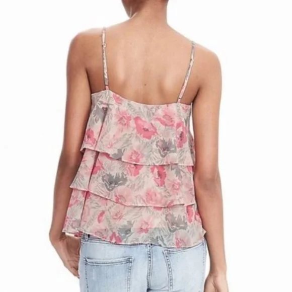 NWOT Banana Republic Floral Print Tiered Ruffle Tank Top Pink - Size S - Picture 2 of 5